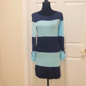 Tommy Bahama light blue and navy blue sweater dress size Medium
